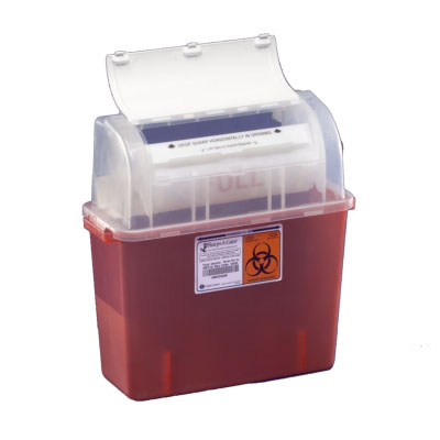 Sharps Container Translucent Red In Patient Room .. .  .  
